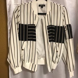 Pin stripe bomber jacket